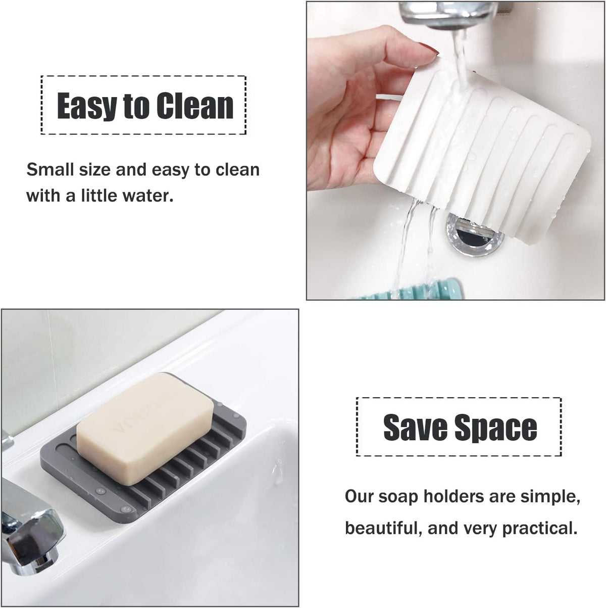 Silicone Self-Draining Soap Saver Holder - 3 Pack