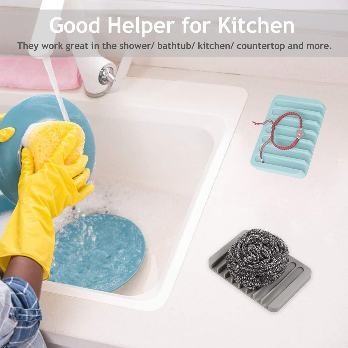 Silicone Self-Draining Soap Saver Holder - 3 Pack