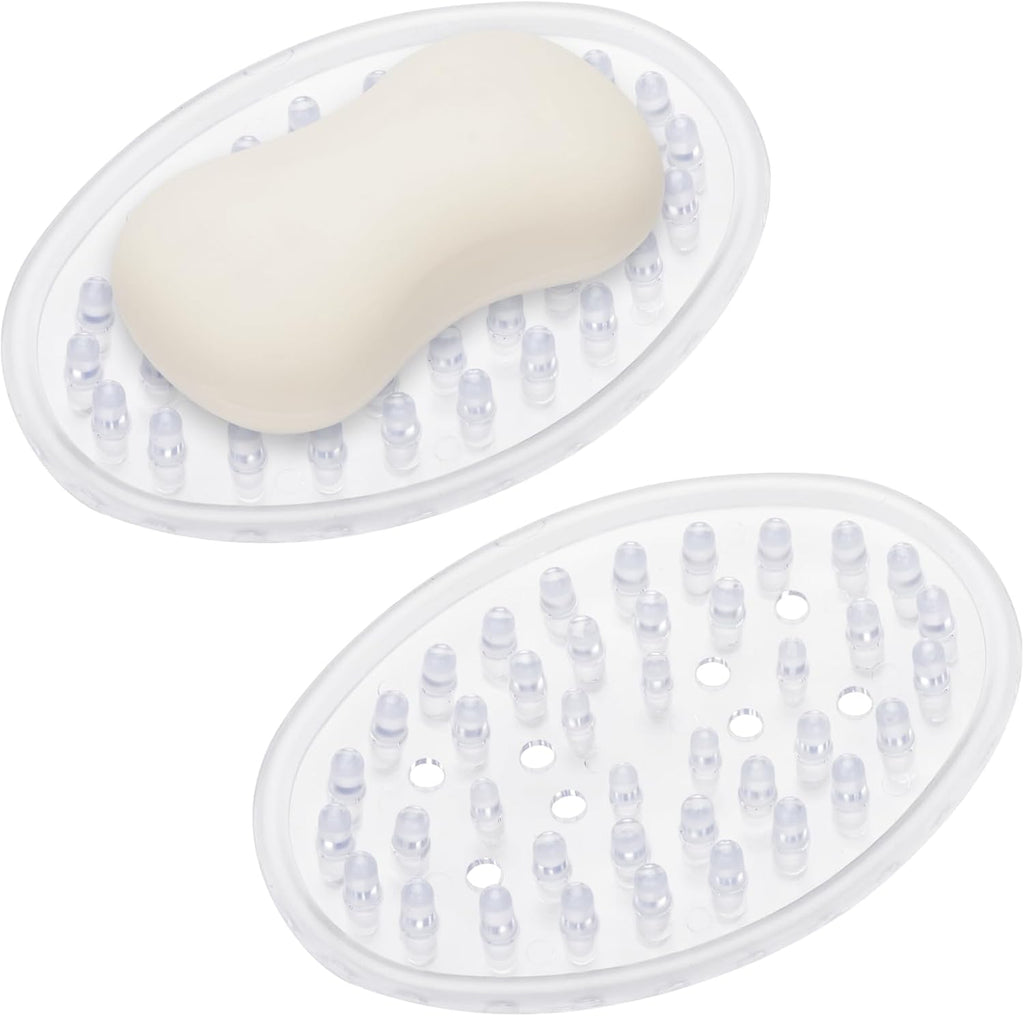 Clear Plastic Self-Draining Soap Dish - 2 Pack
