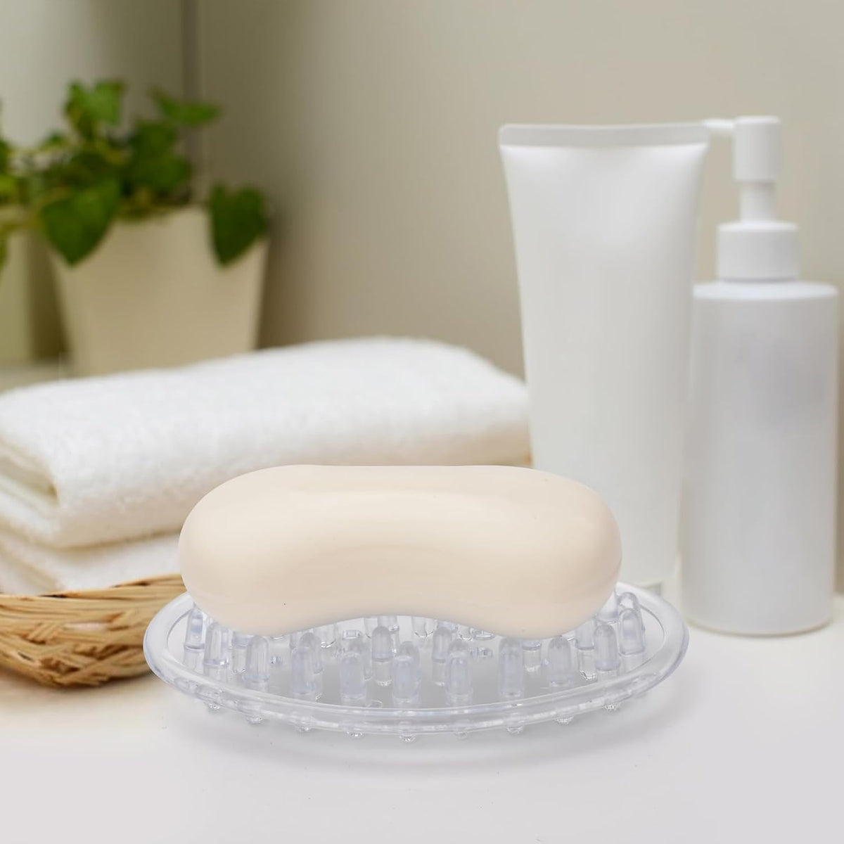 Clear Plastic Self-Draining Soap Dish - 2 Pack